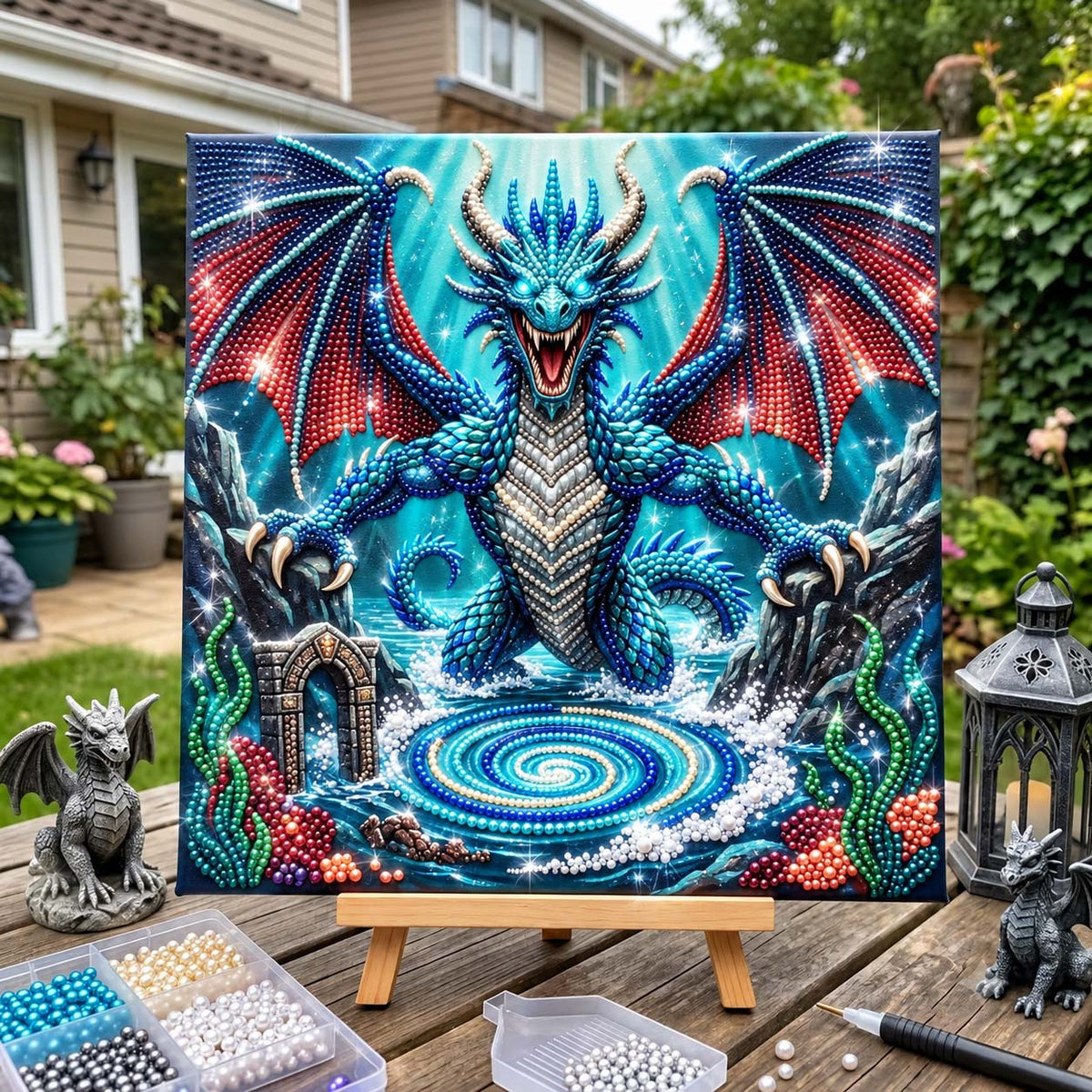 Ocean Guardian Dragon DIY Diamond Pearl Art Kit GFTONTD4544