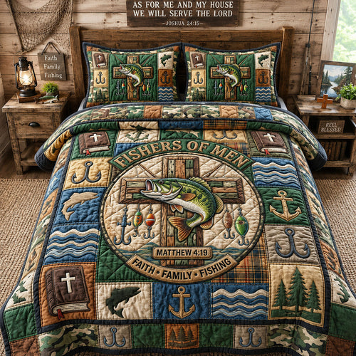 Fisher Of Men 3-Piece Quilted Bedding Set GFTOPND1029