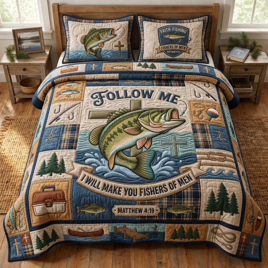 Fisher Of Men 3-Piece Quilted Bedding Set GFTOPND1030