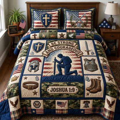 Be Strong And Courageous 3-Piece Quilted Bedding Set GFTOPND1037
