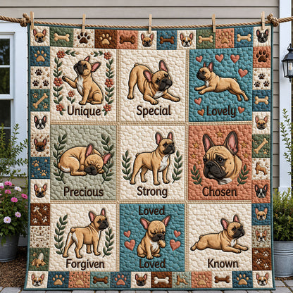 God Says You Are French Bulldog Quilted Blanket GFTOPND1055