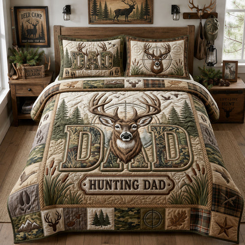 Hunting Dad 3-Piece Quilted Bedding Set GFTOPND1060