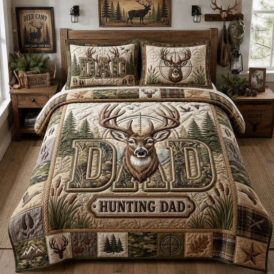 Hunting Dad 3-Piece Quilted Bedding Set GFTOPND1060