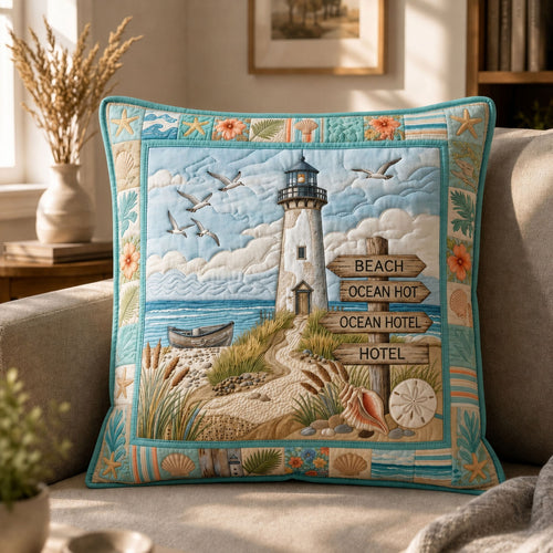 Coastal Life Lighthouse Quilted Pillow Case GFTOPND1066