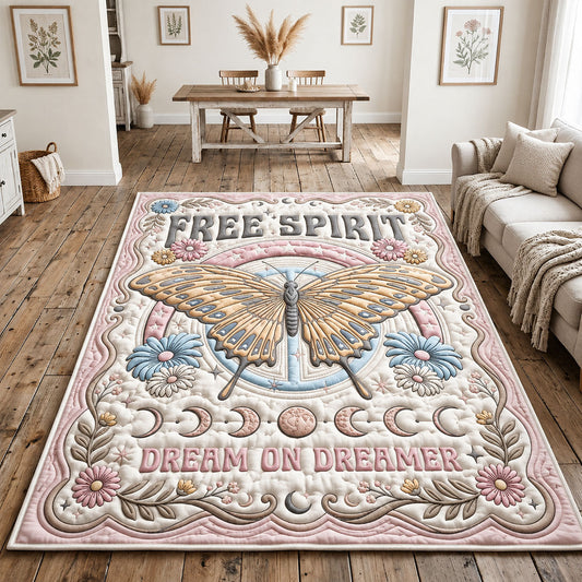 Dreamer With Pink Butterfly Area Rug GFTOPND1075