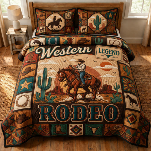 Western Rodeo 3-Piece Quilted Bedding Set GFTOPND1095