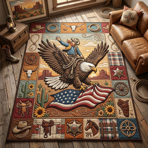 Cowboy Riding Eagle Area Rug GFTOPND1137