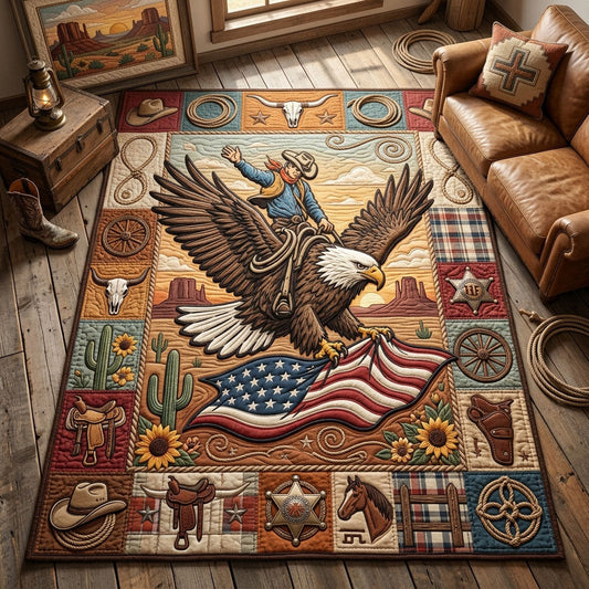 Cowboy Riding Eagle Area Rug GFTOPND1137
