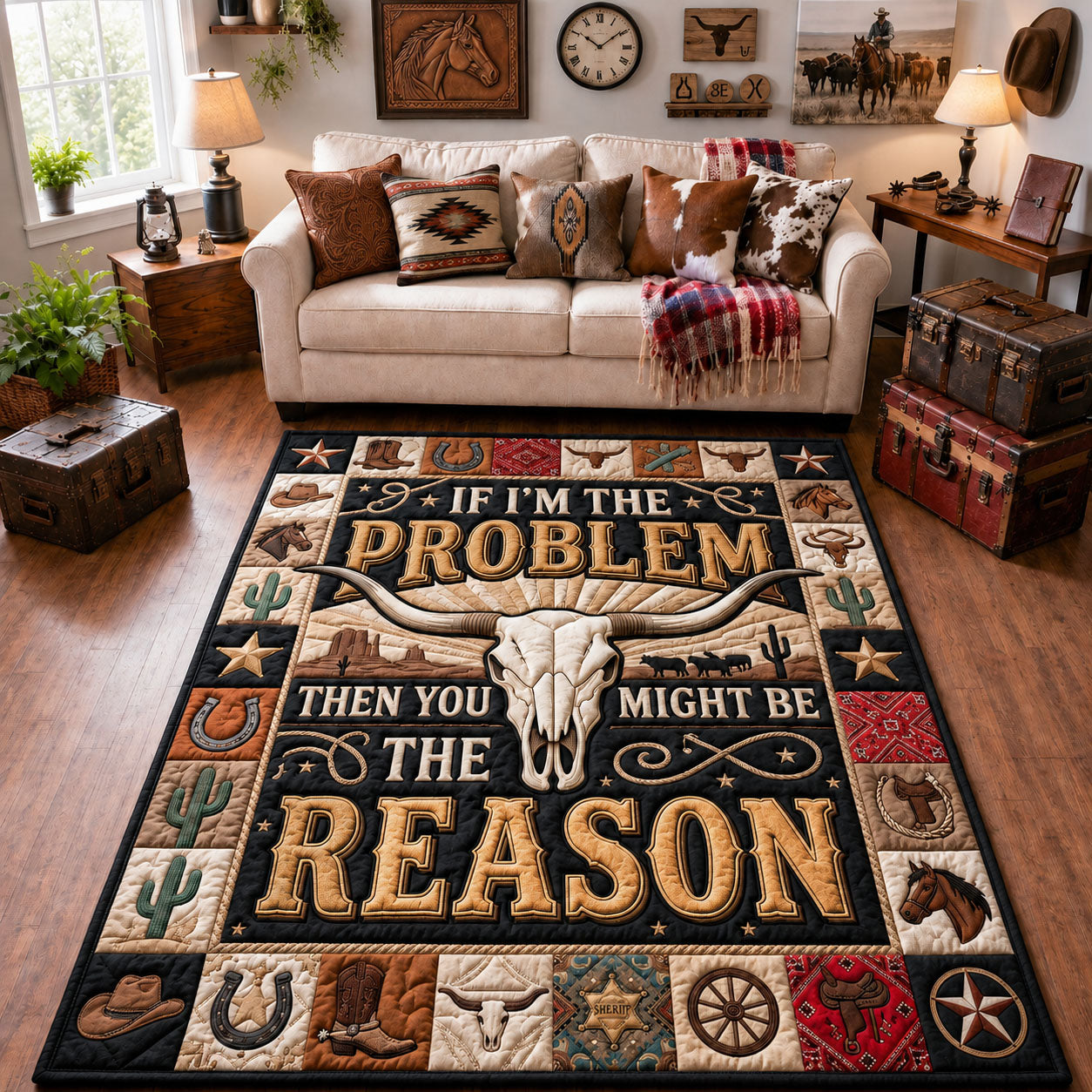 Longhorn Skull Area Rug GFTOPND1138