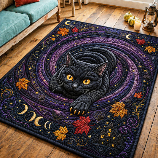 Black Cat Magic Hole Area Rug GFTOPND1172