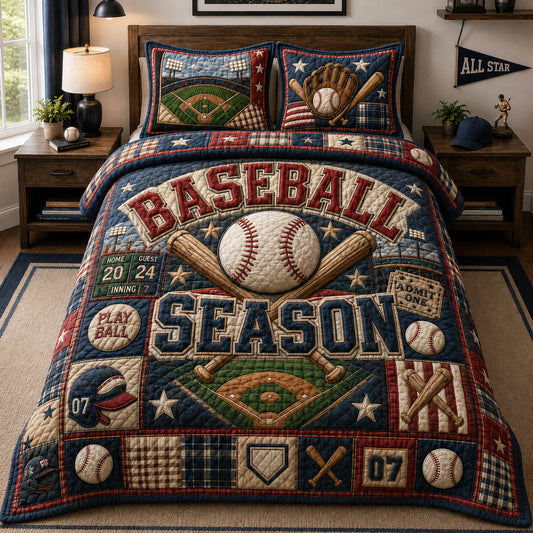Baseball Season 3-Piece Quilted Bedding Set GFTOPND1219