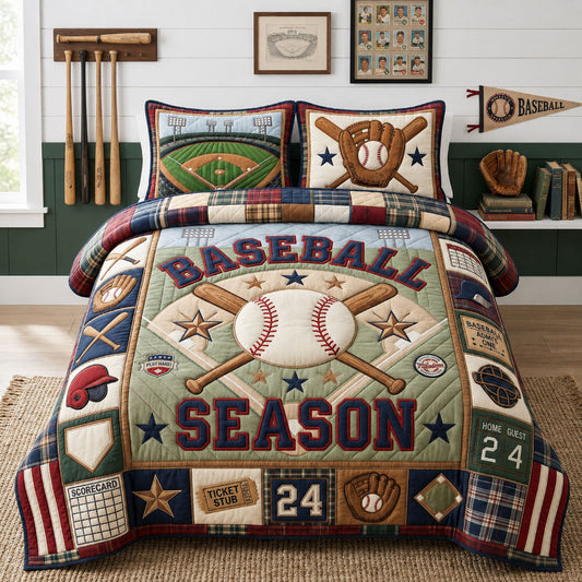 Baseball Season 3-Piece Quilted Bedding Set GFTOPND1220
