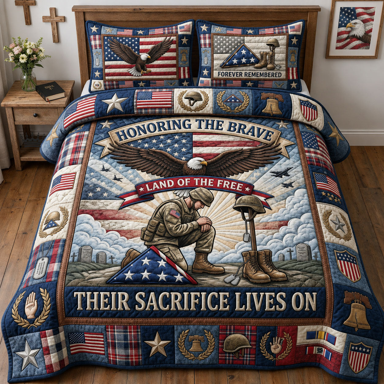 Honoring The Brave 3-Piece Quilted Bedding Set GFTOPND1223