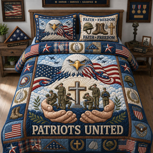 Patriots United 3-Piece Quilted Bedding Set GFTOPND1225