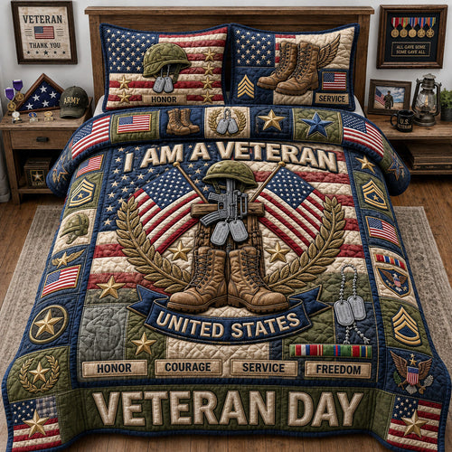 Veteran Day 3-Piece Quilted Bedding Set GFTOPND1266