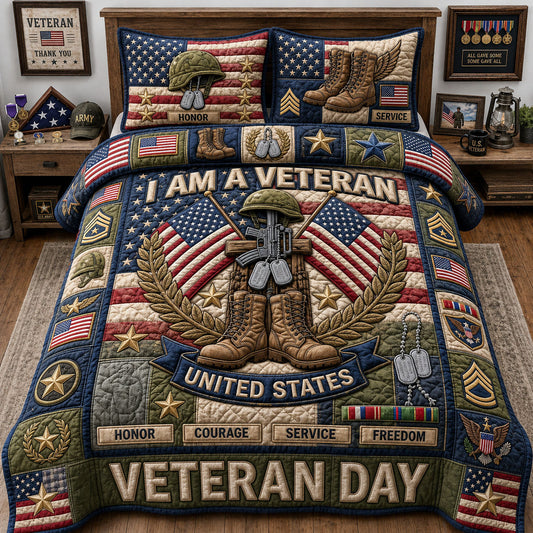 Veteran Day 3-Piece Quilted Bedding Set GFTOPND1266