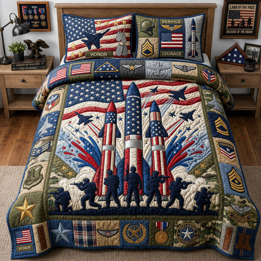 Patriotic USA Bullets 3-Piece Quilted Bedding Set GFTOPND1268