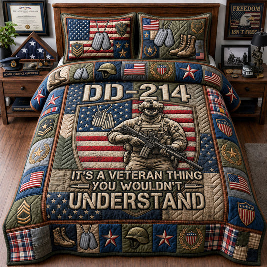 DD 214 Veteran 3-Piece Quilted Bedding Set GFTOPND1291