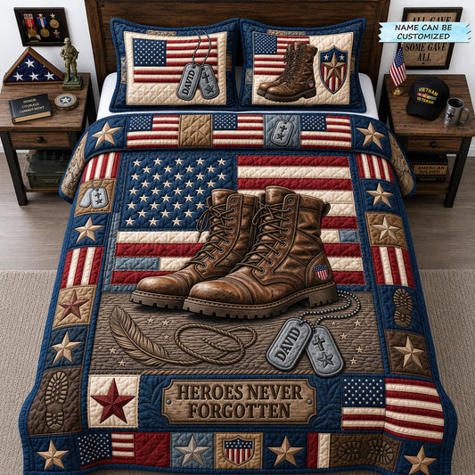 Personalized Military 3-Piece Quilted Bedding Set QTCUZ GFTOPND1294