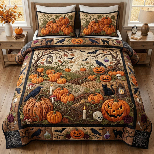 Pumpkin Patch 3-Piece Quilted Bedding Set GFTOPND1343