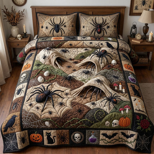 Spider Swarm 3-Piece Quilted Bedding Set GFTOPND1344