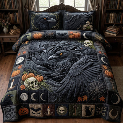 Murder Of Ravens 3-Piece Quilted Bedding Set GFTOPND1345