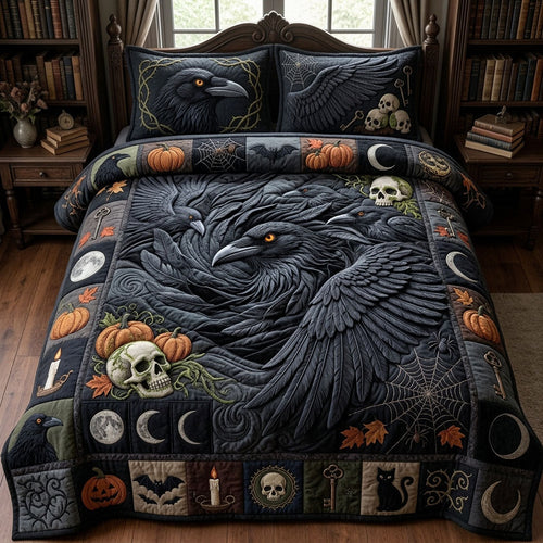 Murder Of Ravens 3-Piece Quilted Bedding Set GFTOPND1345