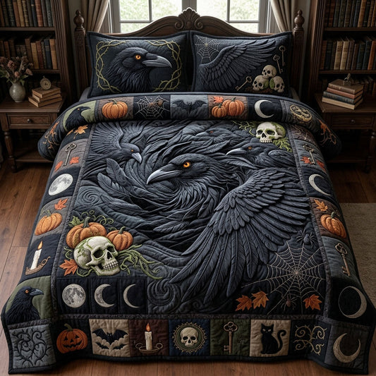 Murder Of Ravens 3-Piece Quilted Bedding Set GFTOPND1345