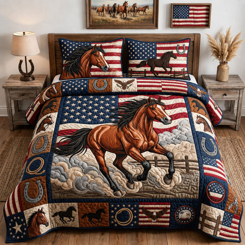America Horse 3-Piece Quilted Bedding Set GFTOPND1402