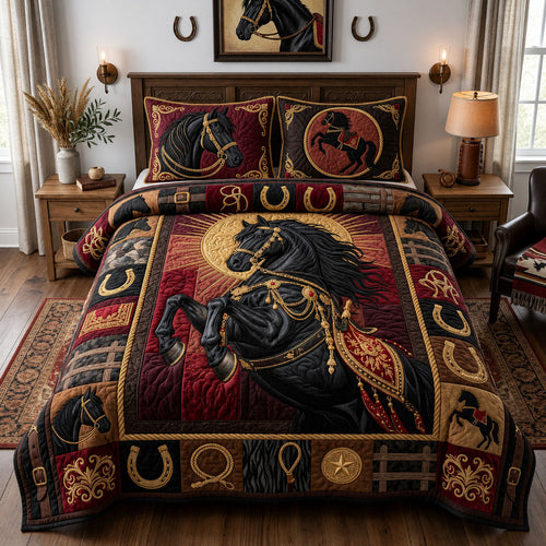 Majestic Horse 3-Piece Quilted Bedding Set GFTOPND1404