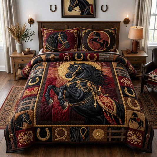 Majestic Horse 3-Piece Quilted Bedding Set GFTOPND1404