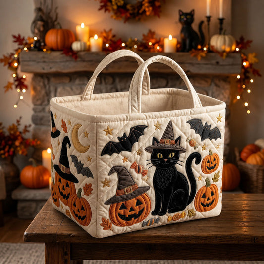 Pumpkin Cat Quilted Storage Basket GFTOPND1435