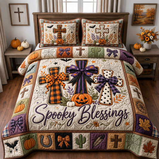 Spooky Blessings 3-Piece Quilted Bedding Set GFTOPND1450