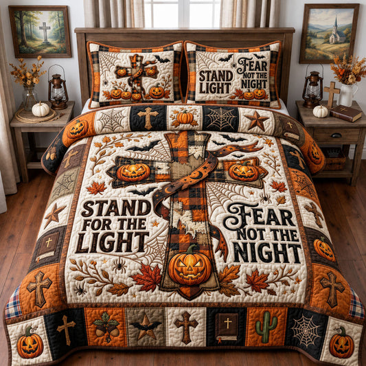 Pumpkin Cross Faith 3-Piece Quilted Bedding Set GFTOPND1451