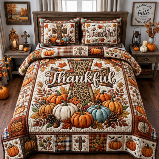 Thankful Cross 3-Piece Quilted Bedding Set GFTOPND1452