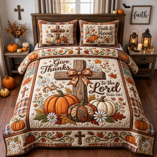 Give Thanks To The Lord 3-Piece Quilted Bedding Set GFTOPND1454