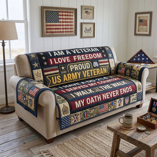 Proud US Army Quilted Sofa Cover GFTOPND1509