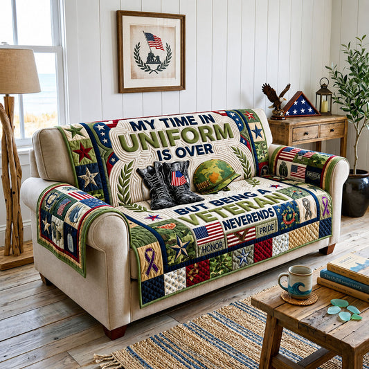 Being Veteran Never Ends Quilted Sofa Cover GFTOPND1512