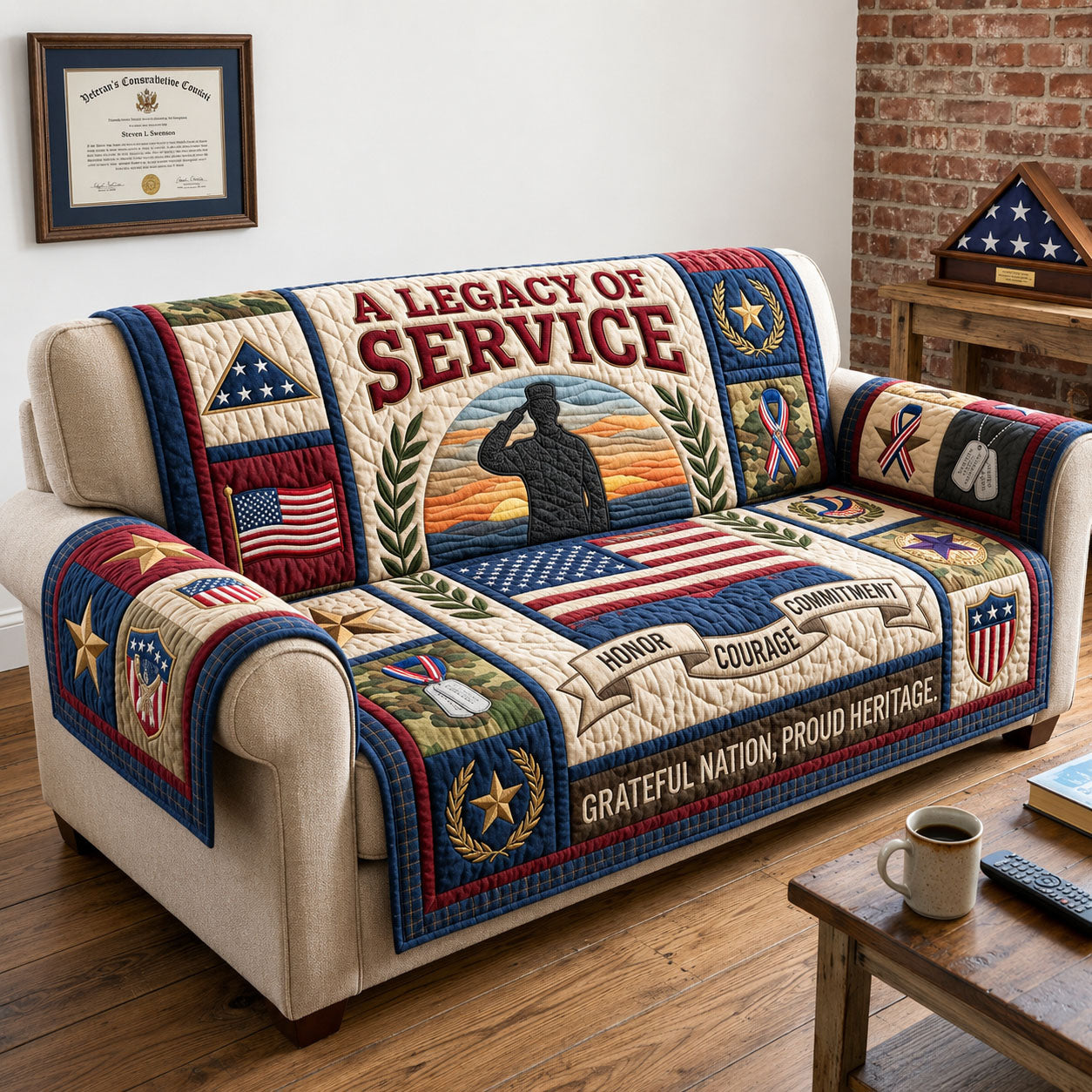 A Legacy Of Service  Quilted Sofa Cover GFTOPND1515