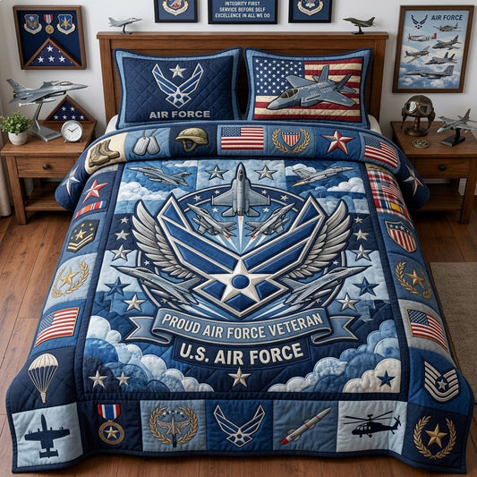 Air Force Veteran 3-Piece Quilted Bedding Set GFTOPND1537