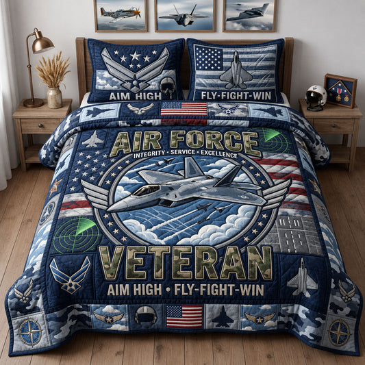 Air Force Veteran 3-Piece Quilted Bedding Set GFTOPND1538