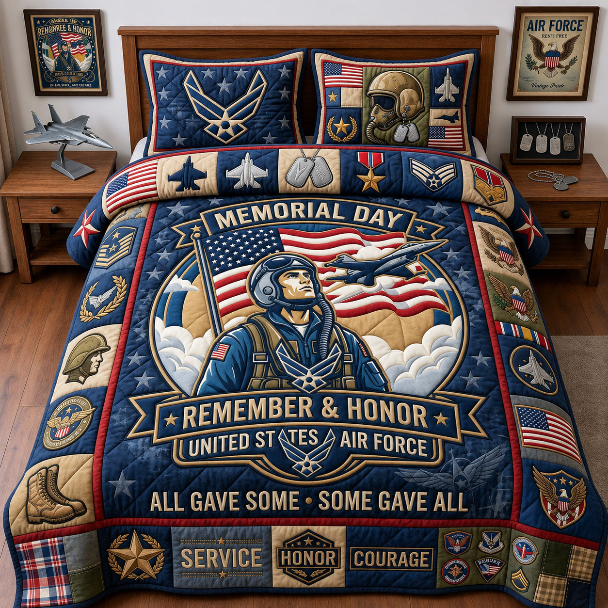 Air Force Veteran 3-Piece Quilted Bedding Set GFTOPND1539