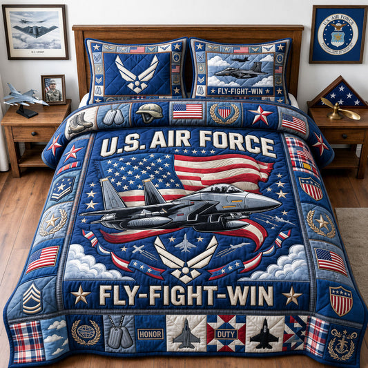 Proud US Air Force 3-Piece Quilted Bedding Set GFTOPND1540