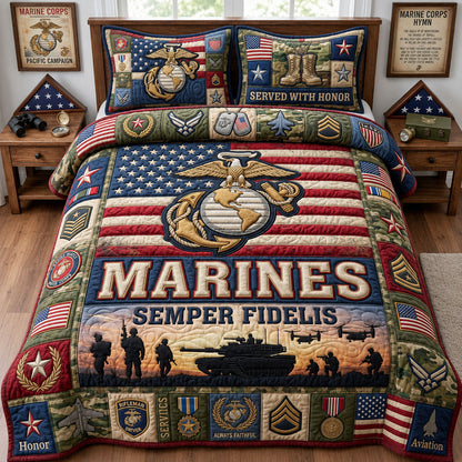 US Marine Corps 3-Piece Quilted Bedding Set GFTOPND1542