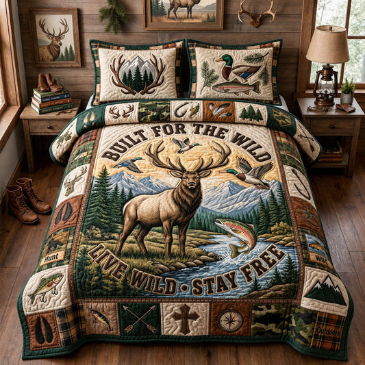 Live Wild Stay Free 3-Piece Quilted Bedding Set GFTOPND1546
