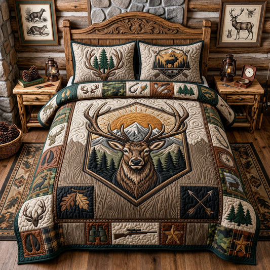 Wild Buck 3-Piece Quilted Bedding Set GFTOPND1549