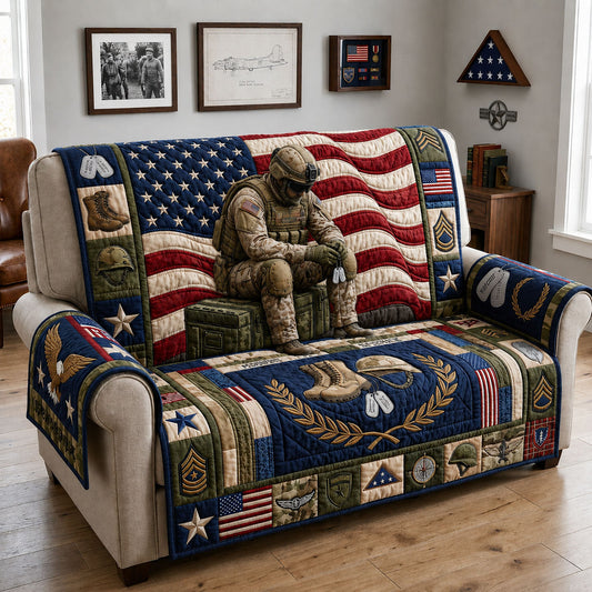 Patriotic Soldier Quilted Sofa Cover GFTOPND1571