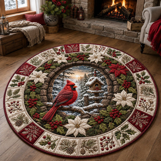 Winter Cardinal Quilted Round Mat GFTOPND1595