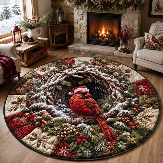 Winter Cardinal Quilted Round Mat GFTOPND1598