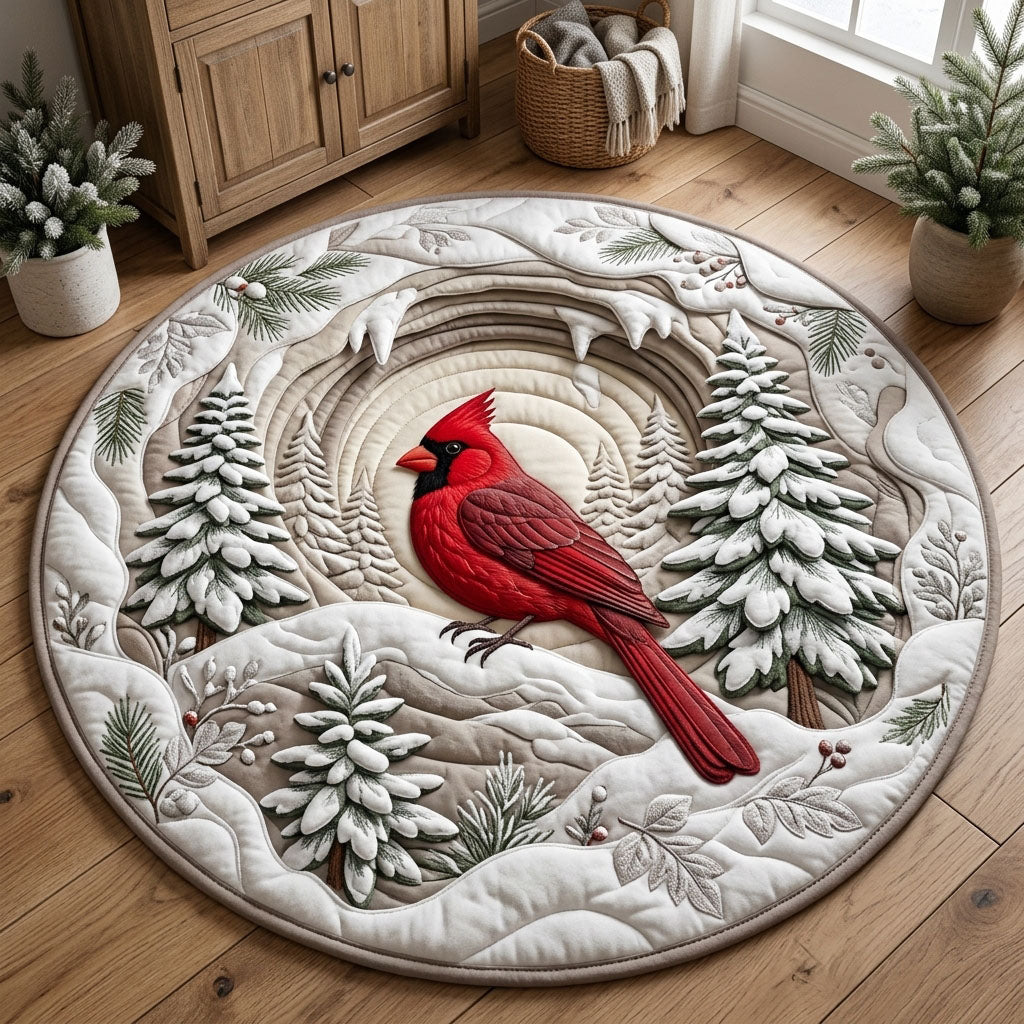 Winter Cardinal Quilted Round Mat GFTOPND1599